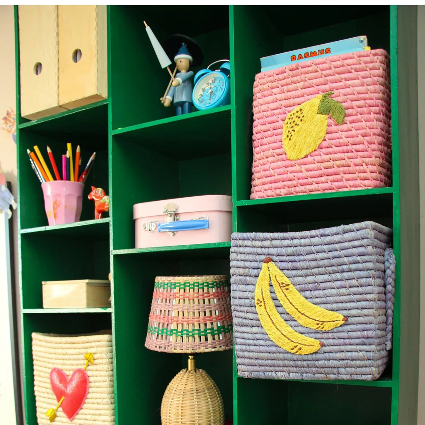 Raffia square Korb
