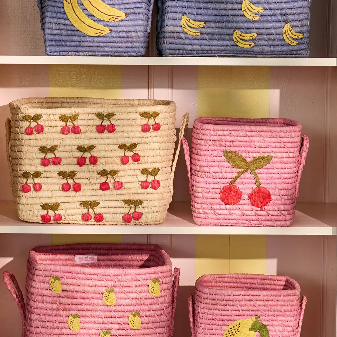 Raffia square Korb