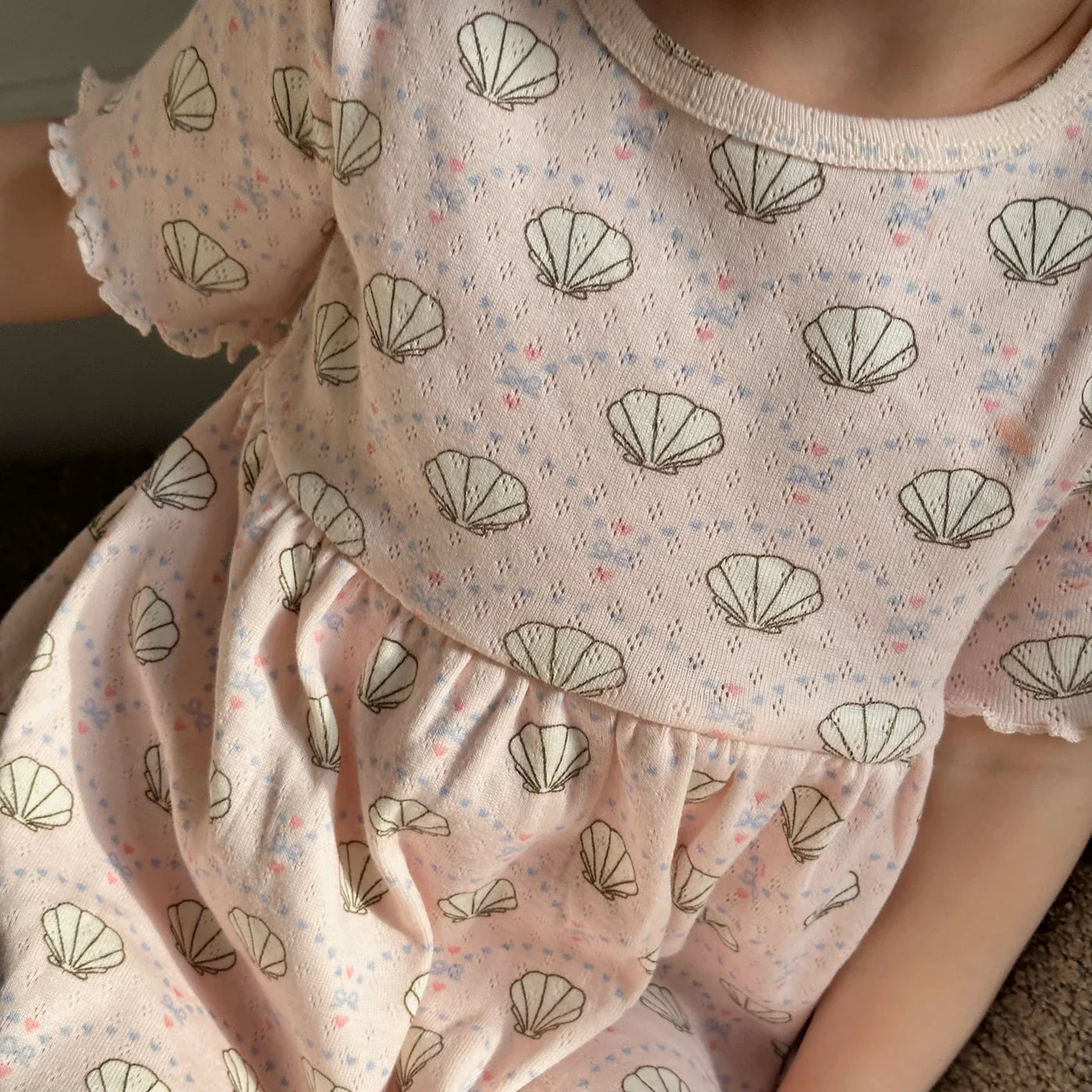 Pointelle bow Kleid
