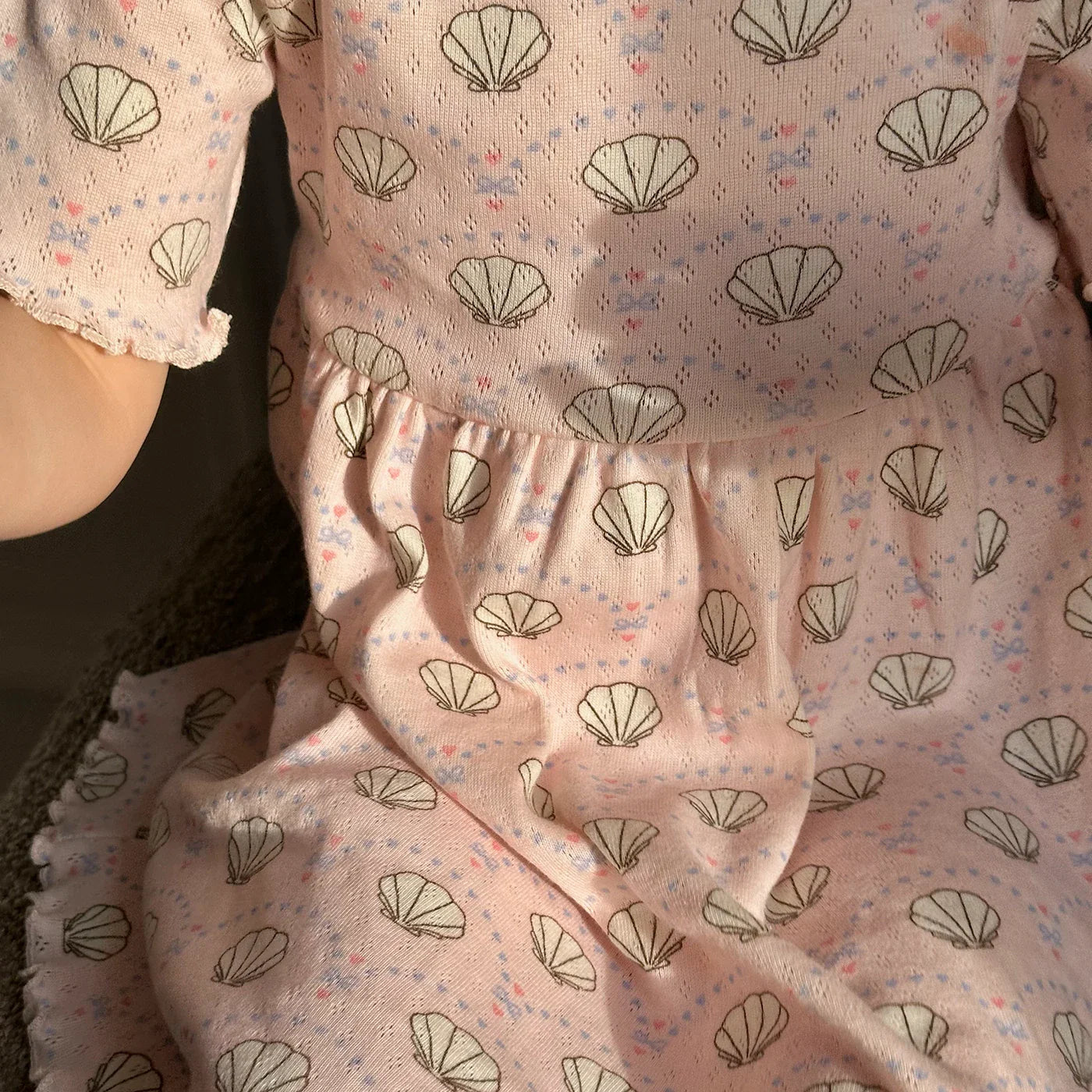 Pointelle bow Kleid