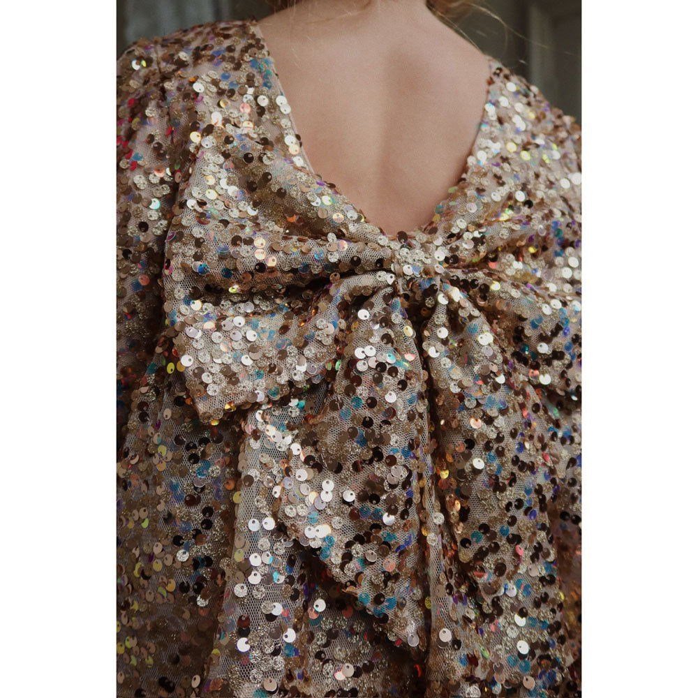 LILA SEQUINS BOW kleid